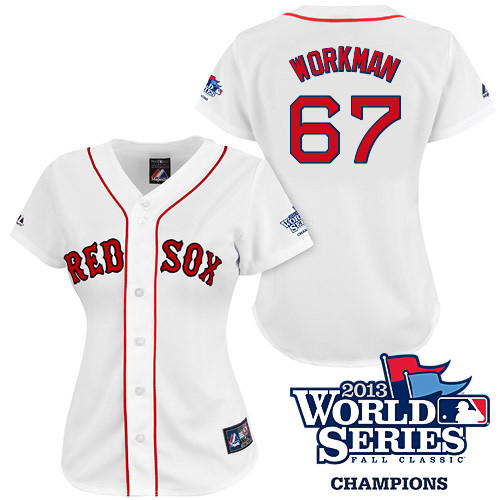 Brandon Workman #67 mlb Jersey-Boston Red Sox Women's Authentic 2013 World Series Champions Home White Baseball Jersey